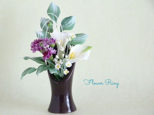 パンフラワー/パン粘土/仏花】大人色の枯れないお供え花 カラー/矢車菊