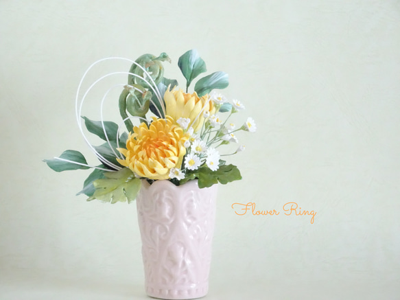 パンフラワー/パン粘土/仏花】明るく優しい彩りのお供え花 菊/ゼンマイ