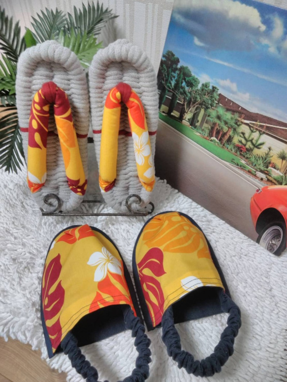 幸運袋布涼鞋夏威夷圖案 M 碼 (22.5 厘米) 涼鞋 第1張的照片