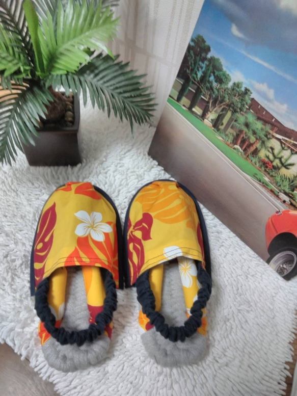 幸運袋布涼鞋夏威夷圖案 M 碼 (22.5 厘米) 涼鞋 第2張的照片