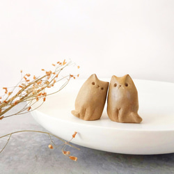 Brown Handmade Ceramic Cat – size: S 3枚目の画像