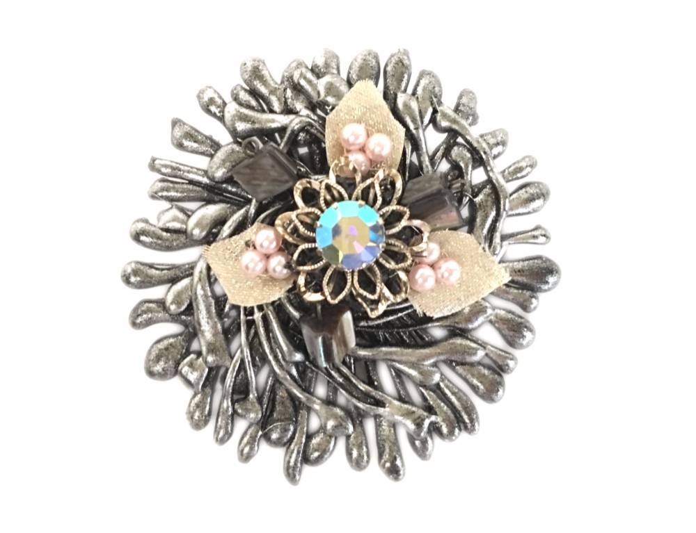 ネオの静(菊花)のブローチ Ls(シルバーW)