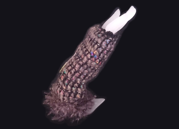 おしゃれな手編みのハンドウォーマー(ライトブラウンMIX) 5枚目の画像