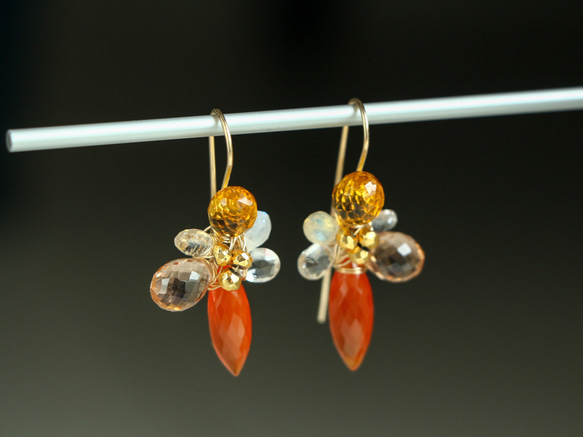 14kgf-Autumn flower carnelian 耳針 第5張的照片