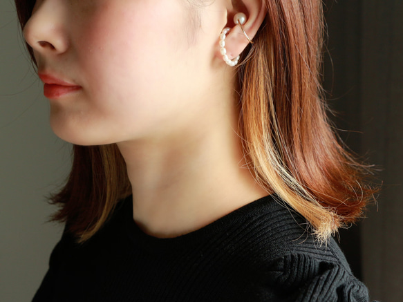 14kgf- rice pearl & crystal ear cuff set 第10張的照片