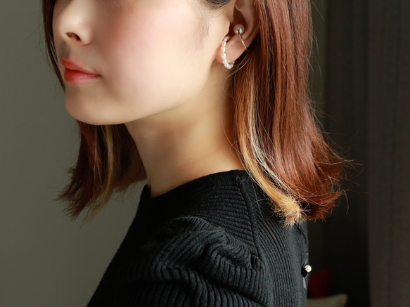 14kgf- rice pearl & crystal ear cuff set 第1張的照片