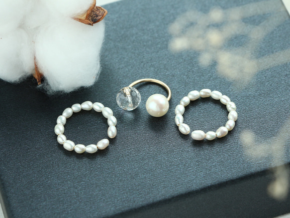 14kgf- rice pearl & crystal ear cuff set 第7張的照片