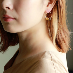 落ちにくい!! 14kgf- smoky quartz & citrine easy catchピアス 8枚目の画像