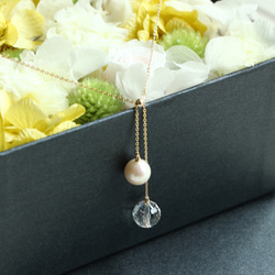 14kgf-pearl × crystal twin necklace 第1張的照片