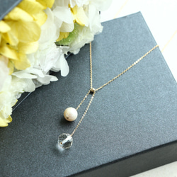 14kgf-pearl × crystal twin necklace 第4張的照片