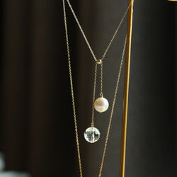 14kgf-pearl × crystal twin necklace 第9張的照片