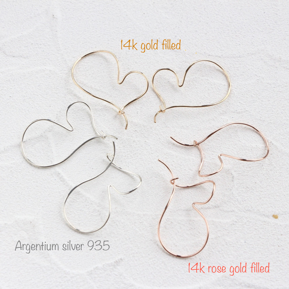 14kgf[Rose gold]-fluffy heart ピアス/イヤリング 9枚目の画像