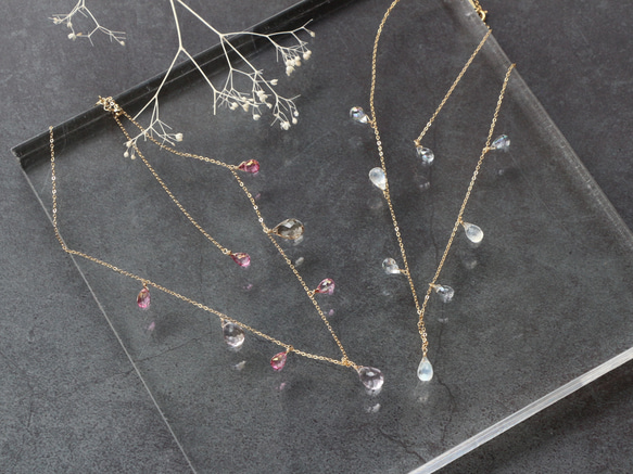 【set item】14kgf-chilly tears short necklace(ajustable chain) 第2張的照片