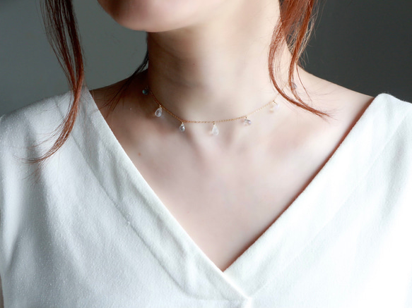 【set item】14kgf-chilly tears short necklace(ajustable chain) 第6張的照片