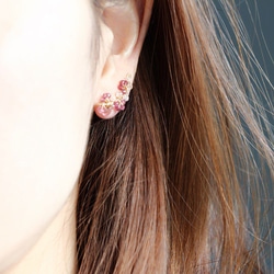 14kgf-2way(耳環/耳夾)garnet and pink tourmaline 第2張的照片