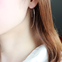 Rose gold filled × karen silver simple curve 耳環 第2張的照片