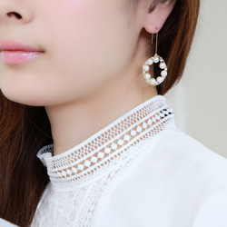 14kgf-freshwater pearl stylish pierced earrings 第3張的照片