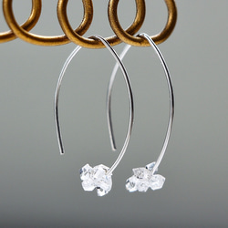 極簡銀銀935-Herkimer鑽石迷你欖尖形耳環 第1張的照片