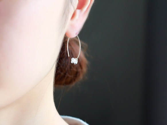 極簡銀銀935-Herkimer鑽石迷你欖尖形耳環 第3張的照片