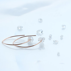 14kgf(Rose gold) Herkimerdiamond mini marquise 耳環 第3張的照片