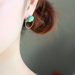 14kgf- turquoise hoop 耳環 第3張的照片