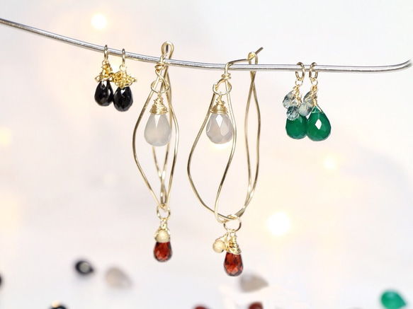 14kgf- dress up nuance hoop pierced earrings set 第2張的照片