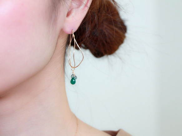 14kgf- dress up nuance hoop pierced earrings set 第4張的照片