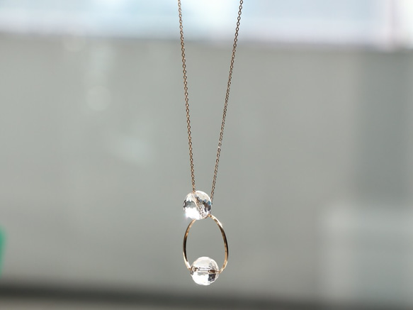 14kgf- twist ring crystal quartz (special cut)2way ネックレス 4枚目の画像