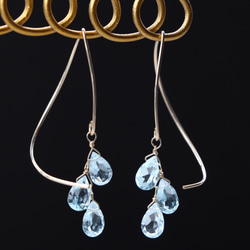 14kgf- half curl 天藍托帕石耳環 第4張的照片