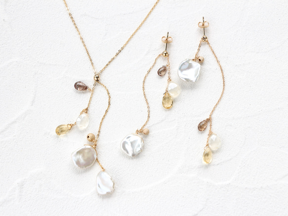 14kgf- fall leaves 耳環&項鍊 set item（adjustable chain） 第5張的照片