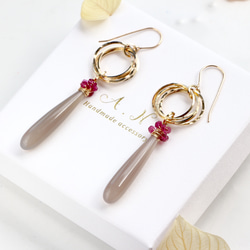 14kgf- Grege vertical line pierced earrings 第5張的照片