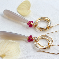 14kgf- Grege vertical line pierced earrings 第6張的照片