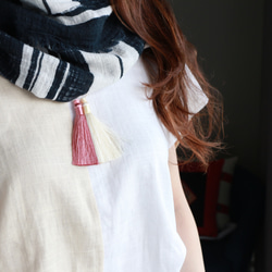 14kgf-Silky tassel 項鍊(adjustable chain)mauve pink×off white 第3張的照片