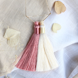 14kgf-Silky tassel 項鍊(adjustable chain)mauve pink×off white 第6張的照片