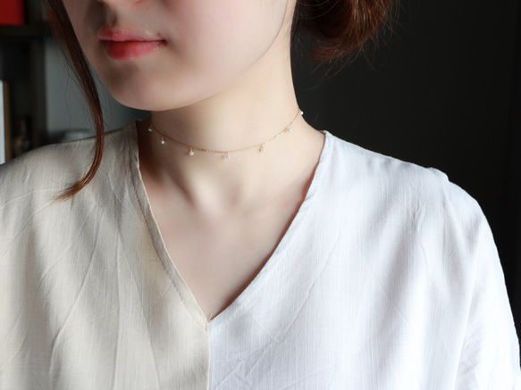 14kgf-petit pearl choker 項鍊(adjustable chain) 第1張的照片