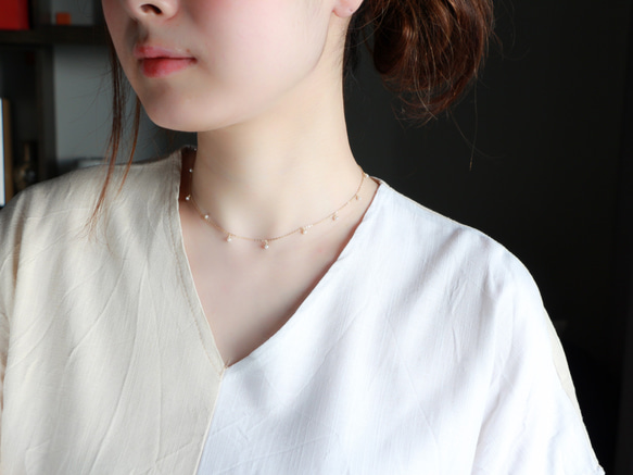 14kgf-petit pearl choker 項鍊(adjustable chain) 第2張的照片