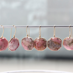 14kgf- Rose candy wrap 耳針（rhodonite) 第8張的照片