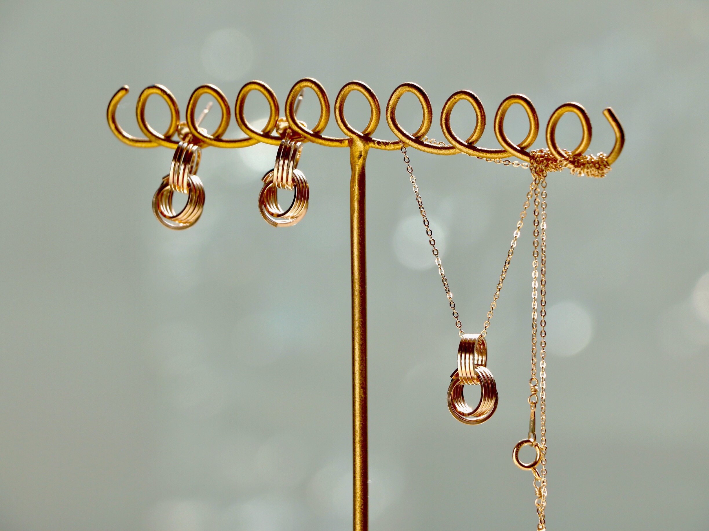 [Creema限定福袋]14kgf-three rings ピアスとネックレスのセット