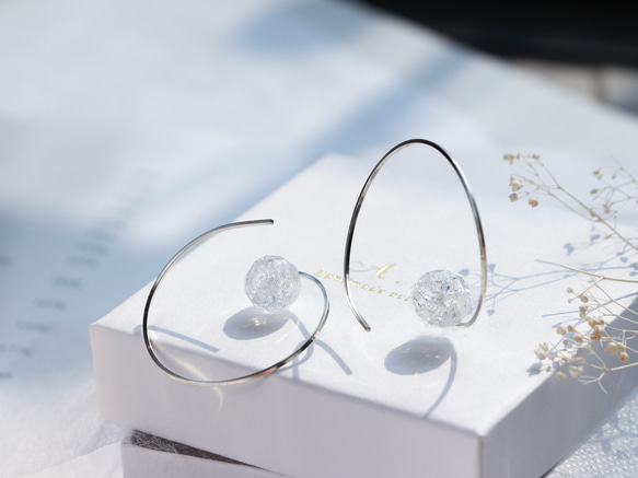 SV935(Argentium)- twist hoop rock crystal quartz 耳針 第1張的照片