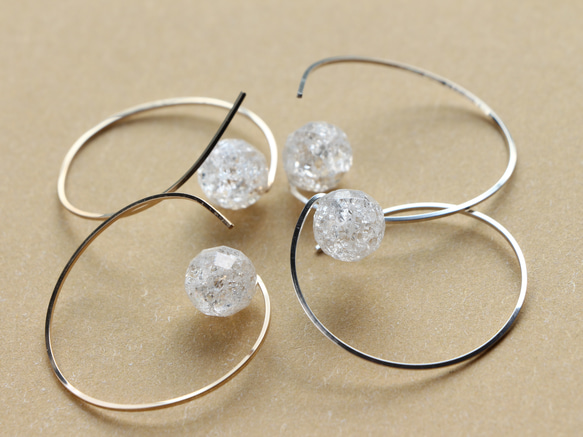 SV935(Argentium)- twist hoop rock crystal quartz 耳針 第6張的照片
