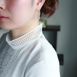 14kgf- rose quartz jewel marquise 耳針 第3張的照片