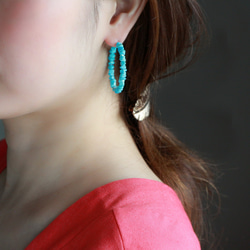 14kgf- sleeping beauty turquoise hoop 耳針 第1張的照片