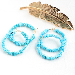 14kgf- sleeping beauty turquoise hoop 耳針 第3張的照片