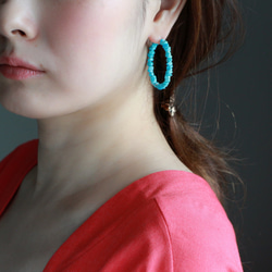 14kgf- sleeping beauty turquoise hoop 耳針 第9張的照片