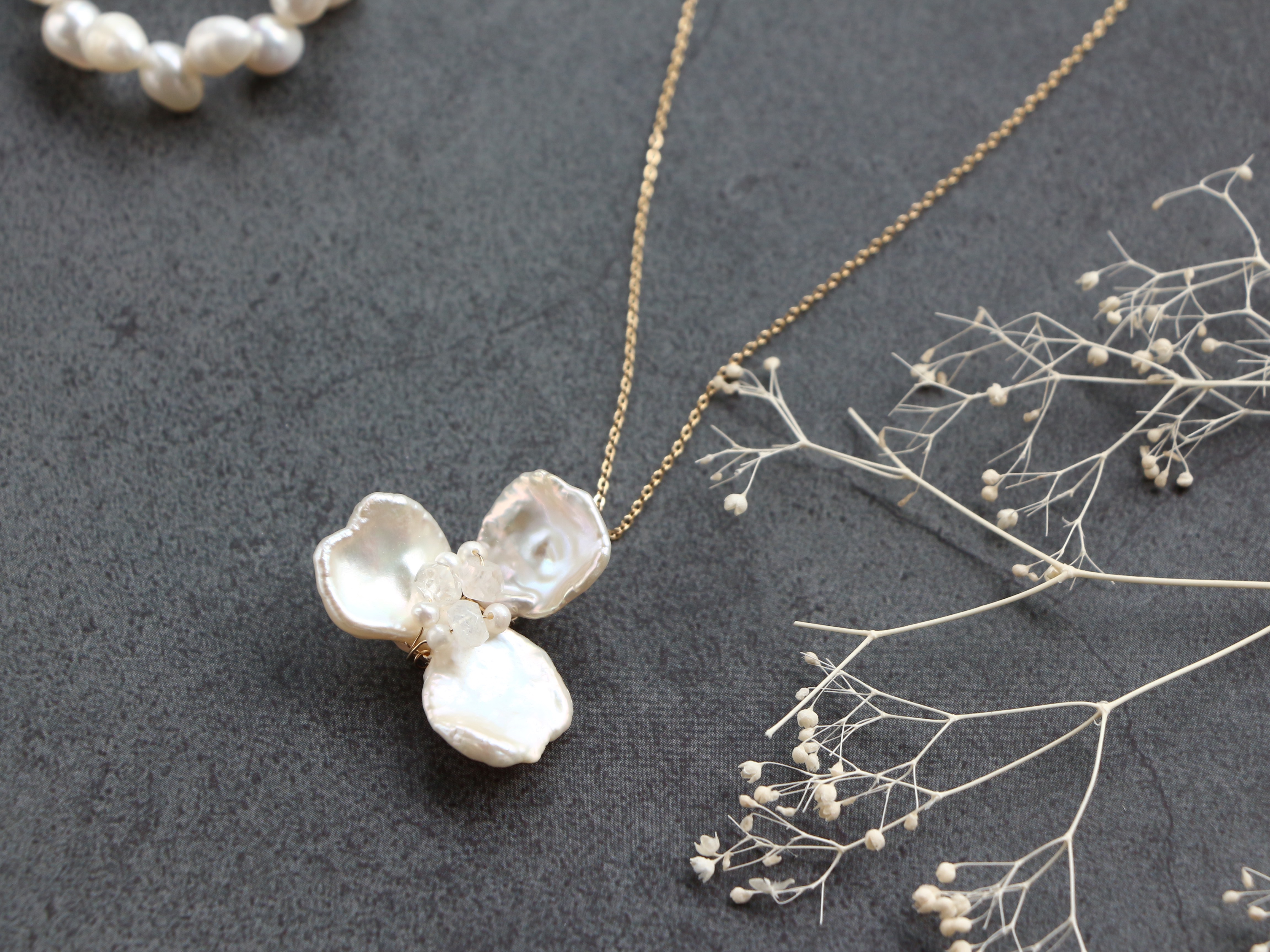 14kgf-pearl flower ネックレス
