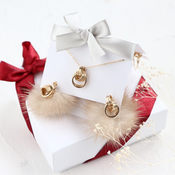 [Xmas happy bag]14kgf-petit chain 耳針/耳夾 & necklace set 第1張的照片