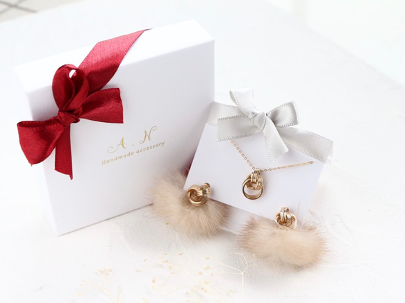 [Xmas happy bag]14kgf-petit chain 耳針/耳夾 & necklace set 第10張的照片