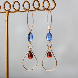 14kgf-kyanite and garnet hoop 耳針(可換耳夾) 第1張的照片