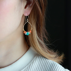 14kgf-turquoise × carnelian summer 耳針(可換耳夾） 第3張的照片
