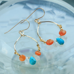 14kgf-turquoise × carnelian summer 耳針(可換耳夾） 第6張的照片